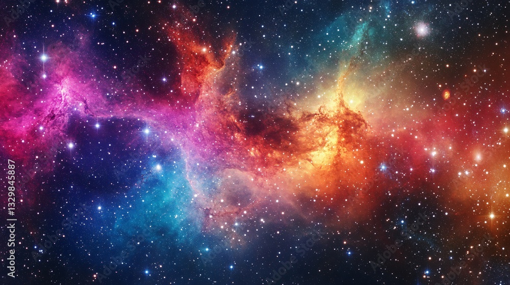 Obraz premium Vibrant Cosmic Galaxy with Stars and Nebulas Background