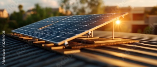 Solar panel installed on the roof of a modern house showcasing contemporary design and commitment to renewable energy