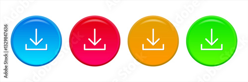 Colorful download button set.