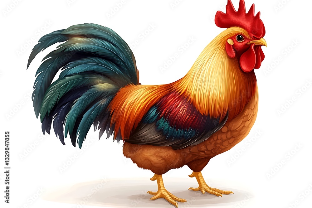 Fototapeta premium Colorful rooster illustration. (1)