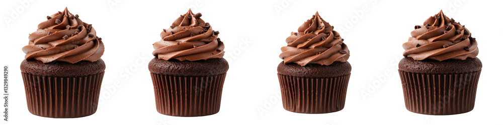 Chocolate Cupcake with Chocolate Frosting, Cut Out Set Chocolate Cupcake with Chocolate Frosting, Cut Out Set