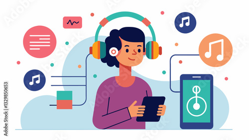 By tracking listening durations and patterns music streaming platforms can recommend songs that match the length of a users previous listening sessions.. Vector illustration