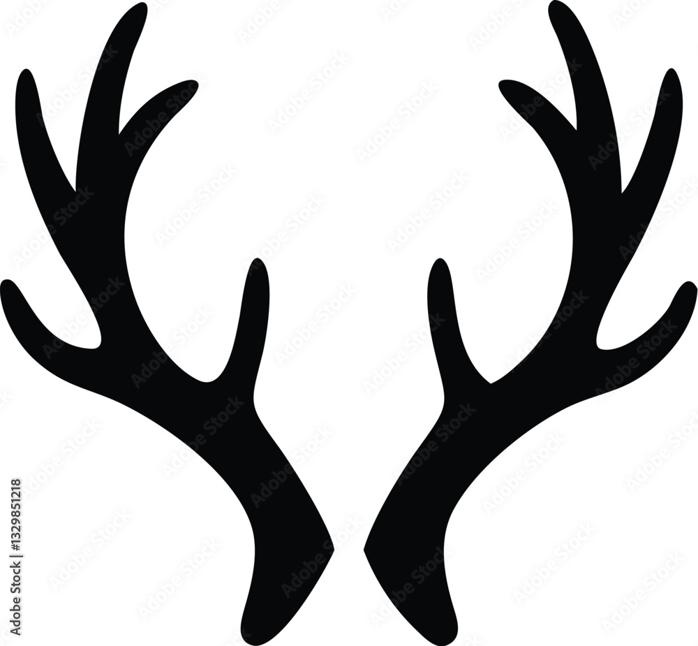 create a Deer antlers silhouette vector icon desing with a white background create a Deer antlers silhouette vector icon desing with a white background