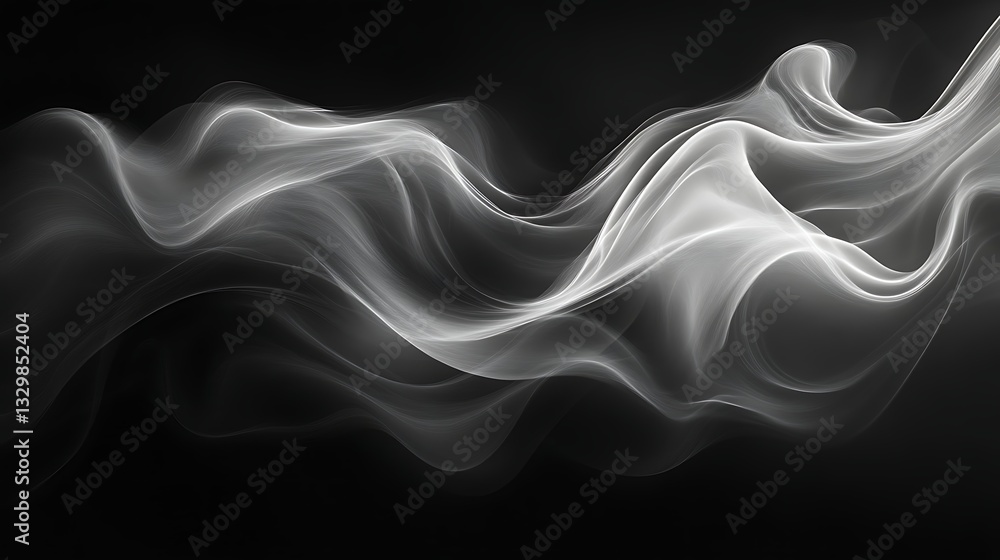Obraz premium Abstract White Smoke Waves On Black Background