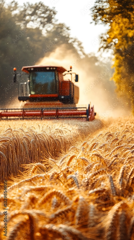 Combine harvester harvesting golden wheat field. Combine harvester harvesting golden wheat field.