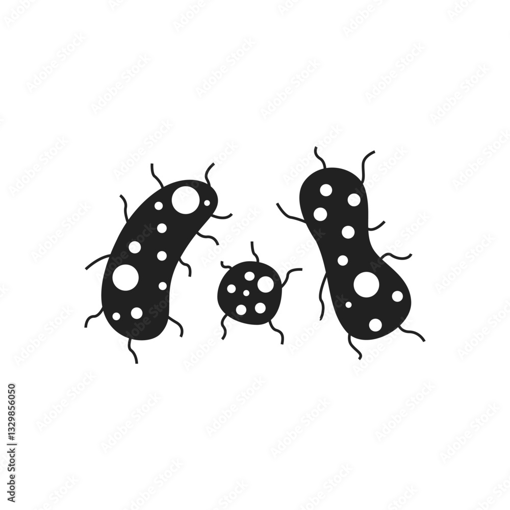 Fototapeta premium Harmful bacteria virus micro organisms icon sign design vector