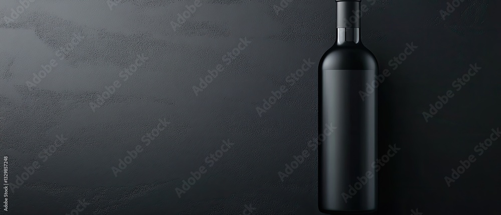 Naklejka premium Elegant Black Wine Bottle on Dark Background: A Minimalist Mockup