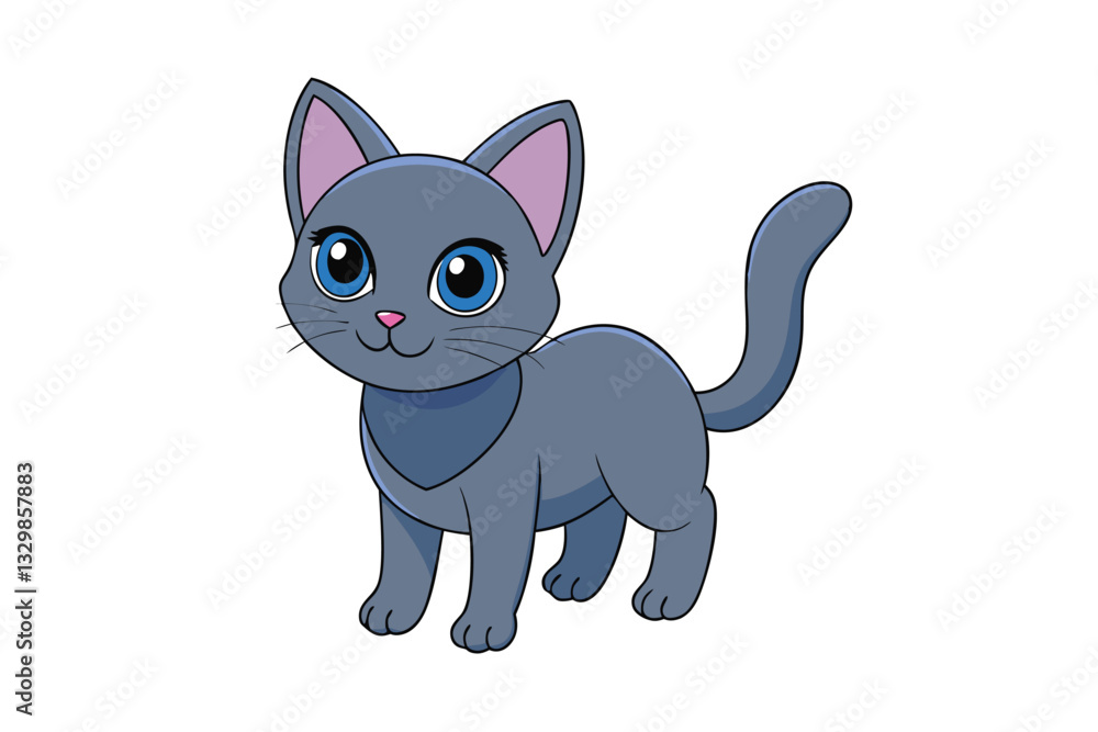 Cute cat vector art in illustration on a white background Cute cat vector art in illustration on a white background