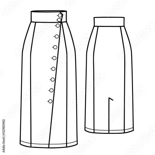 Elegant Pencil Skirt Design, vector pattern