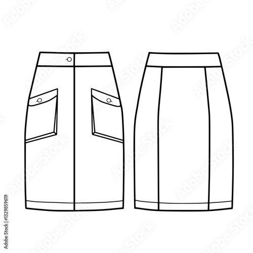 Elegant Pencil Skirt Design, vector pattern