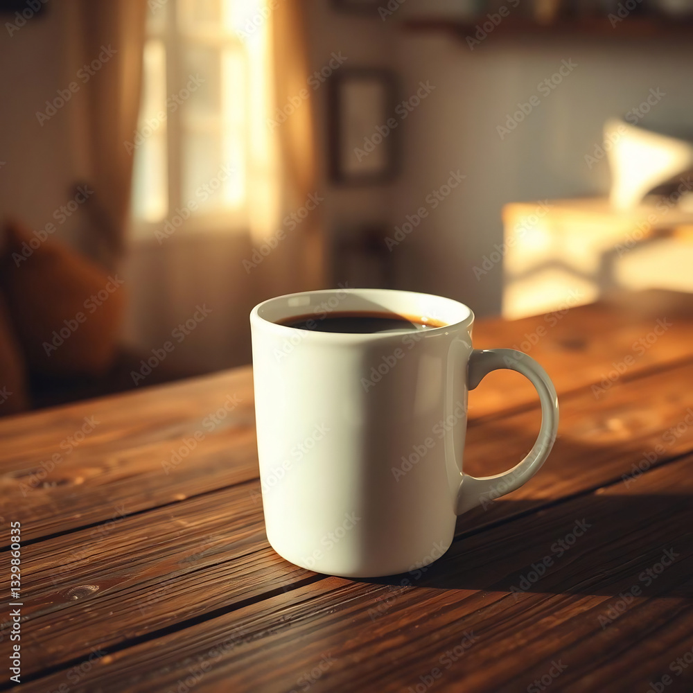 Cozy Coffee Mug on Rustic Wood Cozy Coffee Mug on Rustic Wood