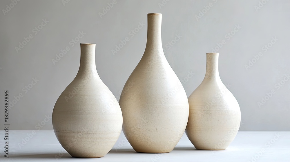 Elegant Cream Vases for Studio Still Life. Elegant Cream Vases for Studio Still Life.