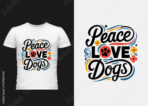 Peace Love Dogs Tshirt Design