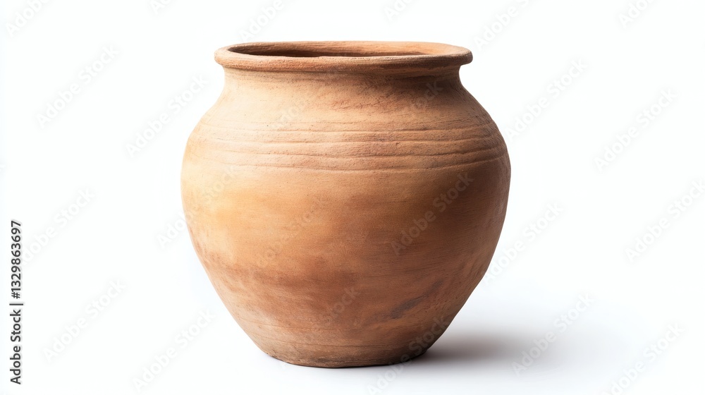 Handcrafted clay pot with intricate geometric design, reflecting traditional craftsmanship and natural earthy tones, isolated on white background. Handcrafted clay pot with intricate geometric design, reflecting traditional craftsmanship and natural earthy tones, isolated on white background.