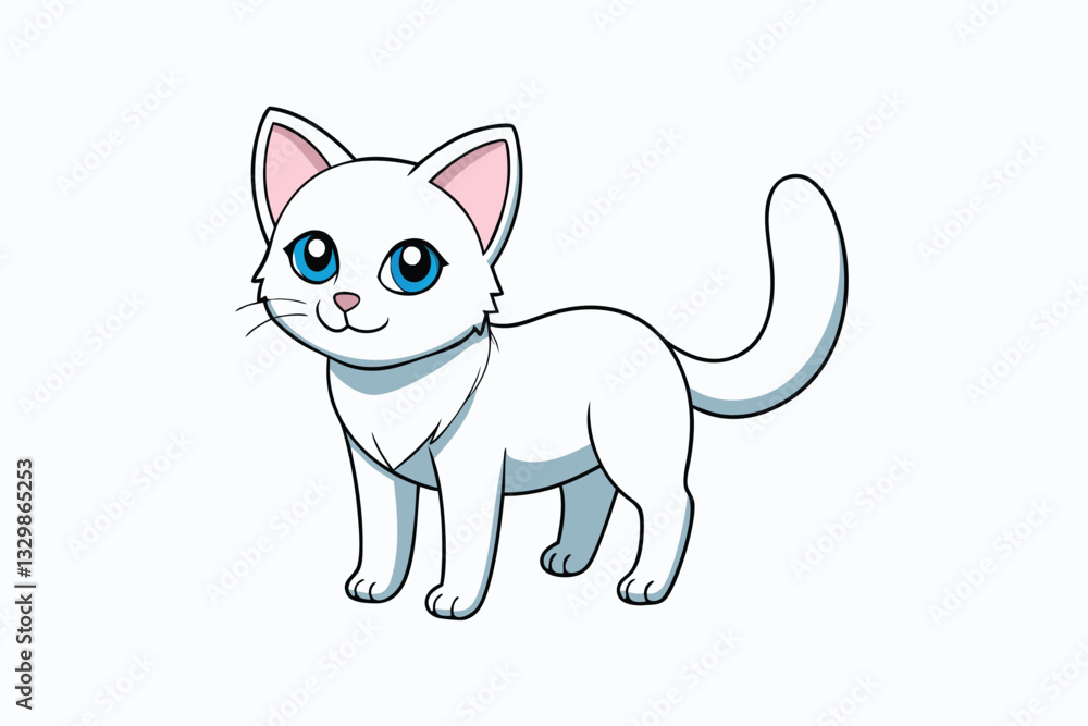 Cute cat vector art in illustration on a white background Cute cat vector art in illustration on a white background
