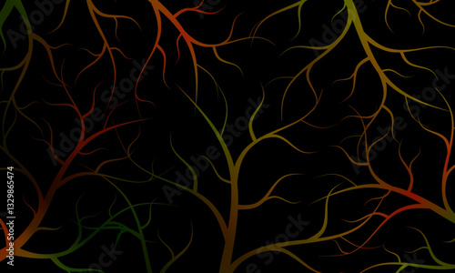 Abstract colorful roots pattern decorative black background. simple street style.