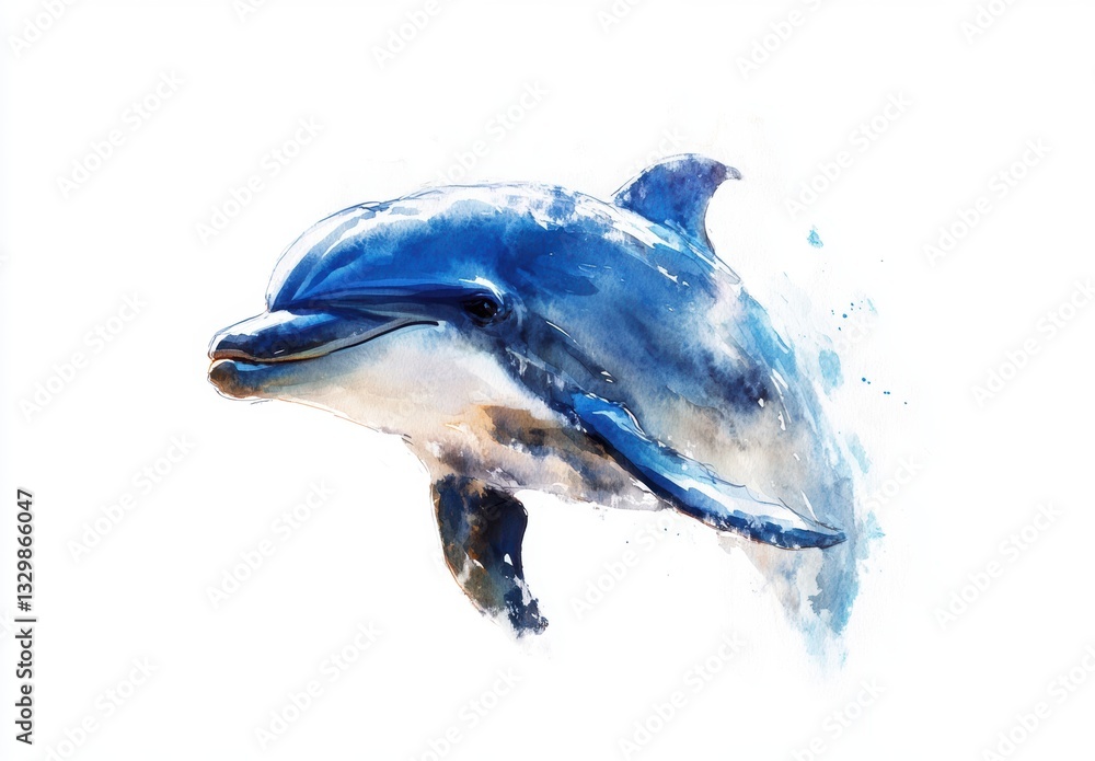 Obraz premium Majestic Dolphin Swimming Through Clear Blue Waters in Bright Colors