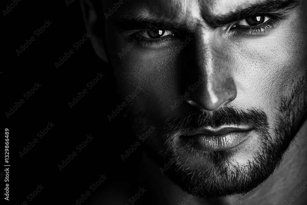 Obraz premium Handsome man close up, handsome male portrait close up