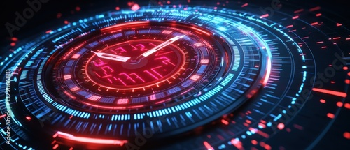 Wallpaper Mural Futuristic Clock: Neon Digital Timepiece Torontodigital.ca