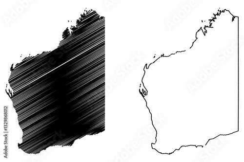 Western Australia (Australian states and territories, WA) map vector illustration, scribble sketch Western Australia map