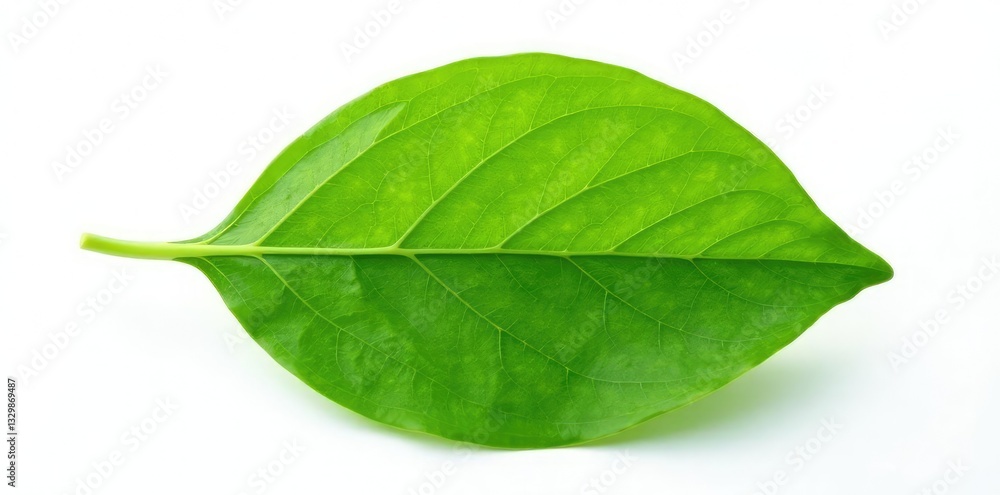 Fototapeta premium Single leaf with veins isolated on white background, botanical, flowers, single element