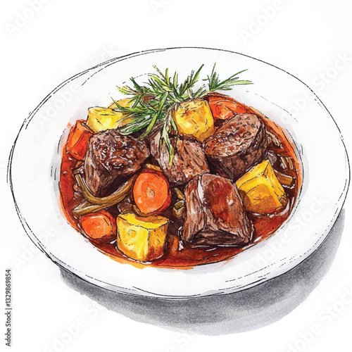 watercolor copic marker concept sketch of Ossobuco