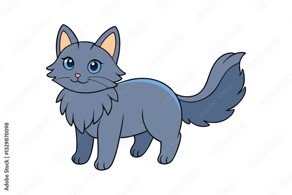Cute cat vector art in illustration on a white background Cute cat vector art in illustration on a white background
