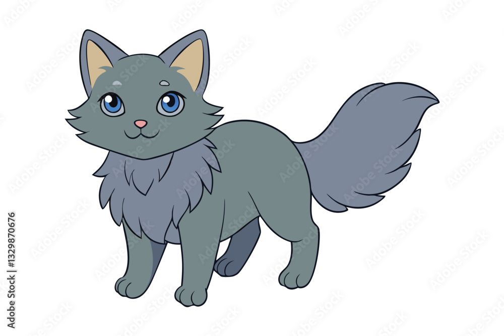 Cute cat vector art in illustration on a white background Cute cat vector art in illustration on a white background
