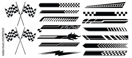 Racing Checkered Flag Design Elements and Speed Lines