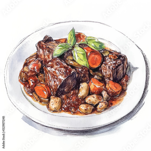 watercolor copic marker concept sketch of Ossobuco
