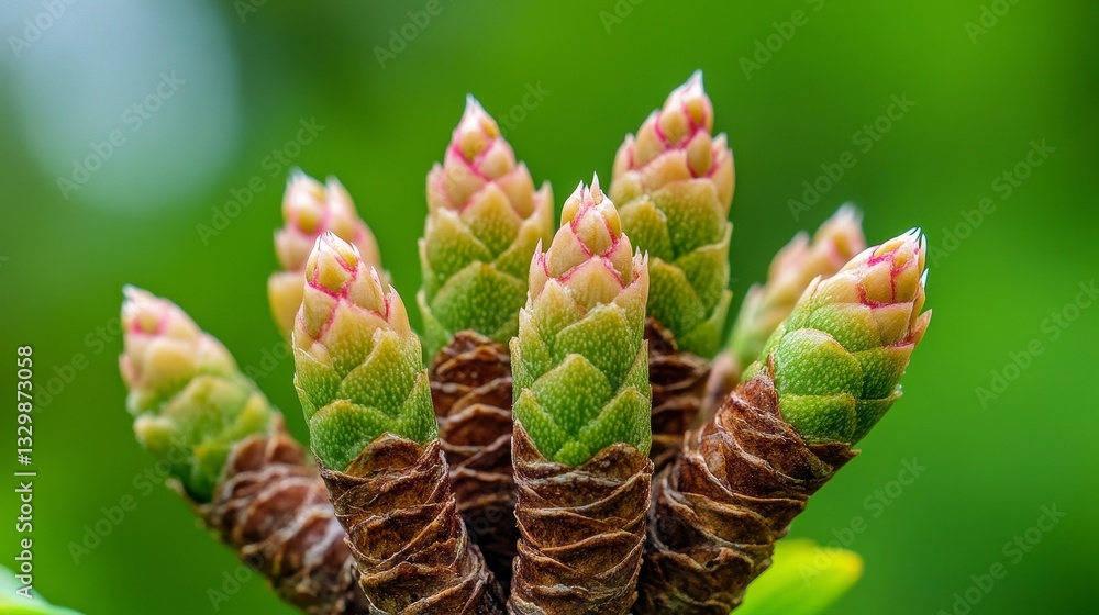 Obraz premium Vibrant Green and Pink Flower Buds Close Up