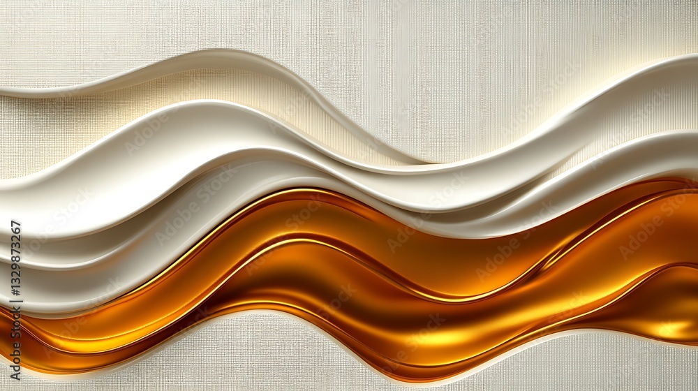 Obraz premium Abstract Gold And White Wave Design