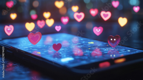 mobile phone with red heart