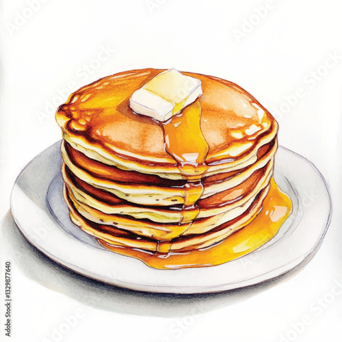watercolor copic marker concept sketch of Pancakes