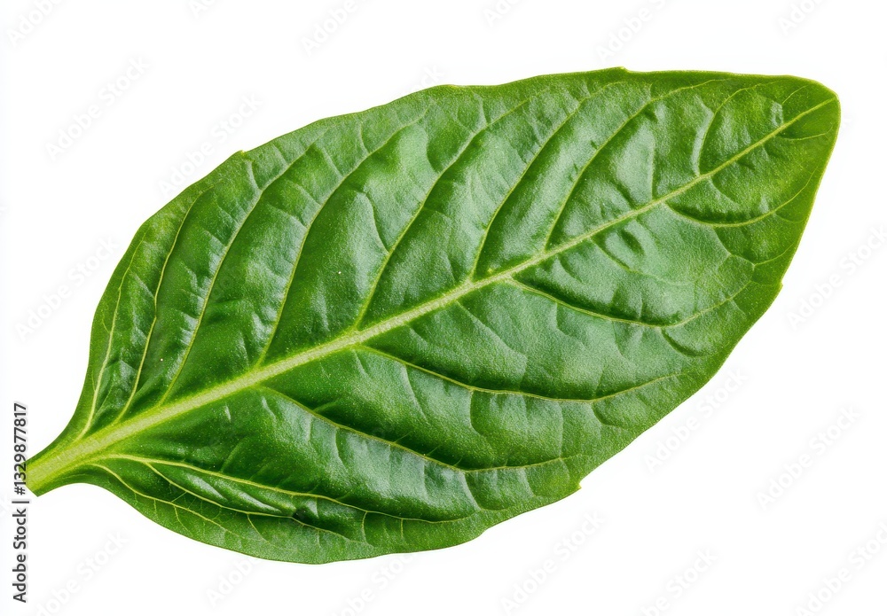 Obraz premium Vibrant Green Leaf Close Up Isolated on White