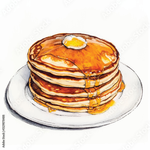 watercolor copic marker concept sketch of Pancakes