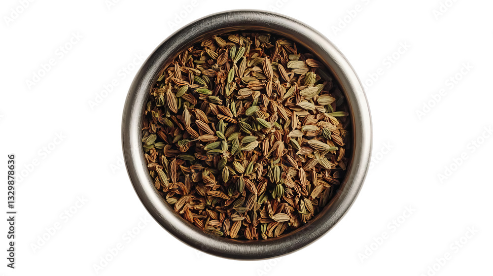 Png of A metallic bowl filled with a rich blend of spices, showcasing various seeds and earthy tones on transparent background. Png of A metallic bowl filled with a rich blend of spices, showcasing various seeds and earthy tones on transparent background.