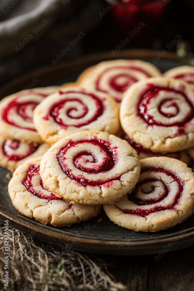 Homemade raspberry Swirl Shortbread Cookies with buttery texture and vibrant raspberry swirl Homemade raspberry Swirl Shortbread Cookies with buttery texture and vibrant raspberry swirl