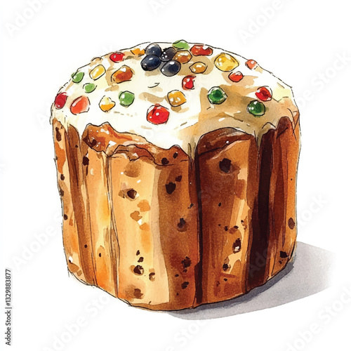 watercolor copic marker concept sketch of 
Panettone