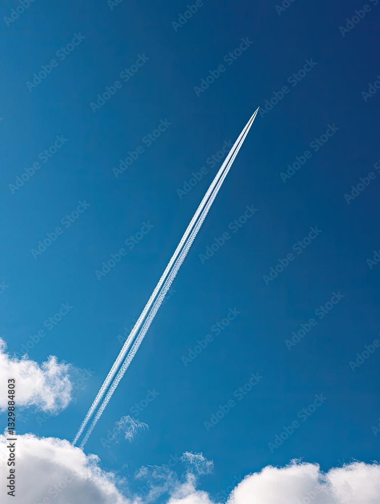 Jet Trail Across Azure Sky. Jet Trail Across Azure Sky.