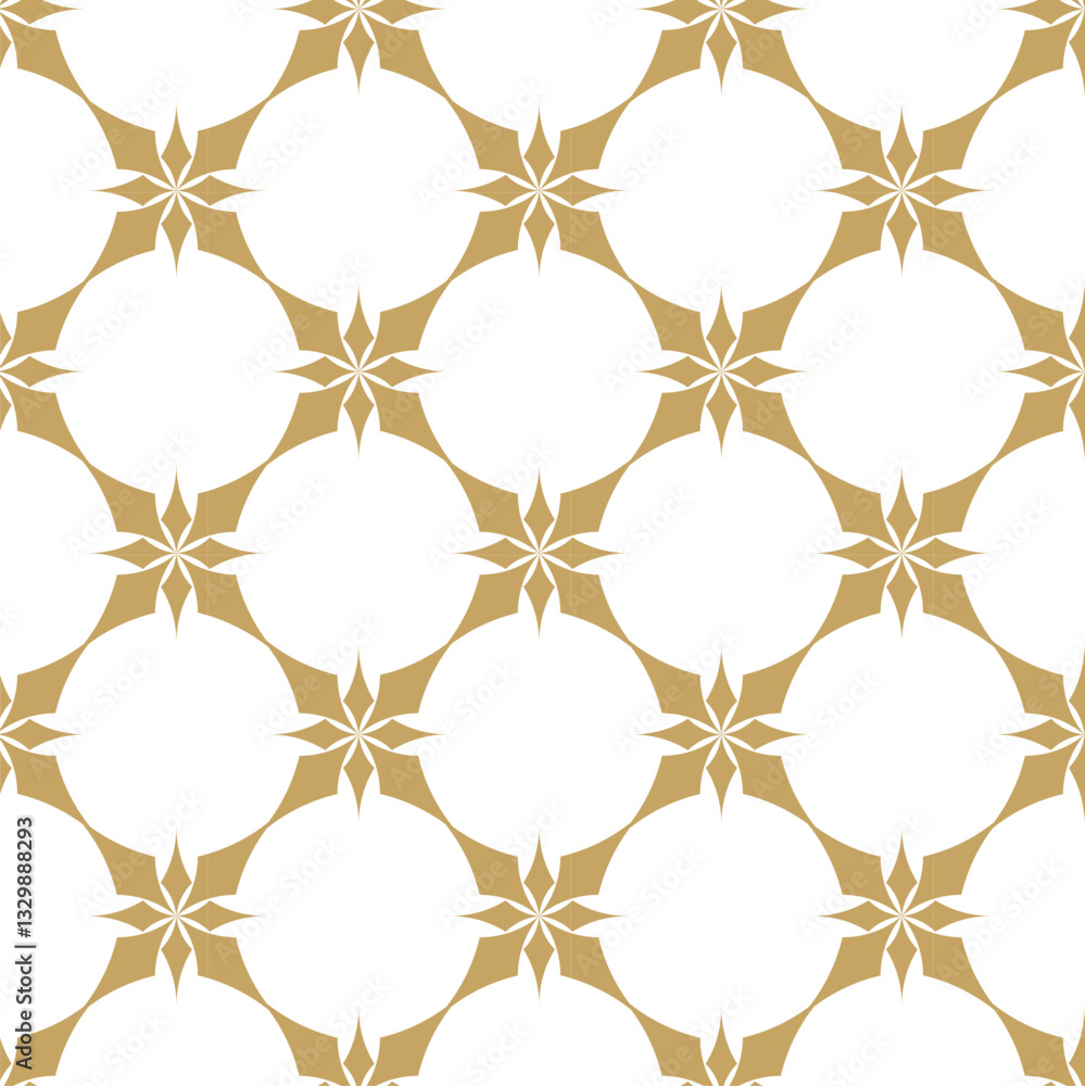 Abstract geometric pattern with crosses, stripes, lines. Seamless vector background. White and gold ornament. Modern reticulated graphic design. Abstract geometric pattern with crosses, stripes, lines. Seamless vector background. White and gold ornament. Modern reticulated graphic design.