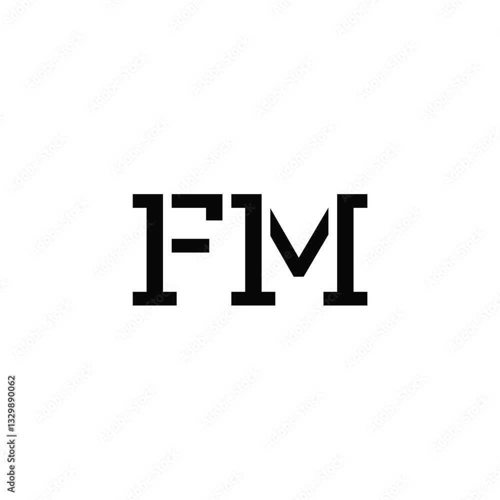Obraz premium FM monogram logo design letter text name symbol monochrome logotype alphabet character simple logo