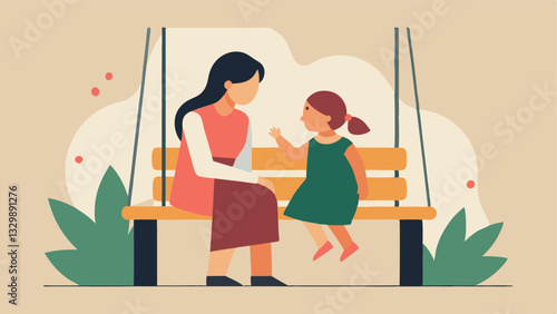 Tender Mother's Day Embrace: A Mom and Child Share a Peaceful Moment, Illustrated in Flat Colors. Perfect for cards, social media, and heartwarming projects celebrating the bond   