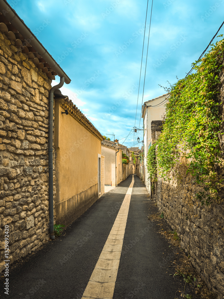 Street view of old village Uzes in France