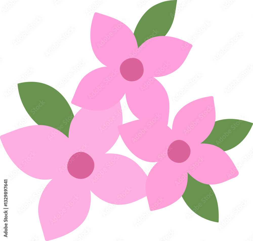 Fototapeta premium Spring cute Simple flowers Flat stock vector illustration Isolated. Flower cluster. Garden Flower Group.