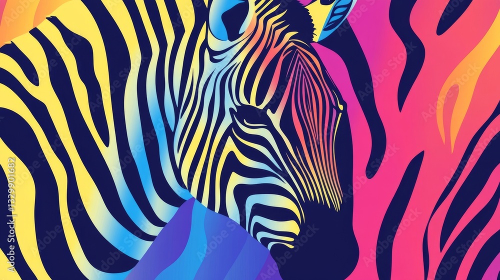 Fototapeta premium Vibrant Colorful Zebra Illustration Abstract Art