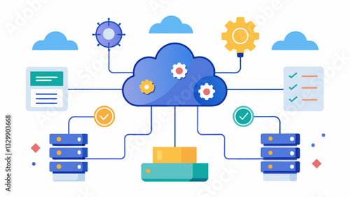 By taking into account factors such as latency and bandwidth constraints the AI system created agile data paths that could accommodate varying network demands and fluctuating data. Vector illustration