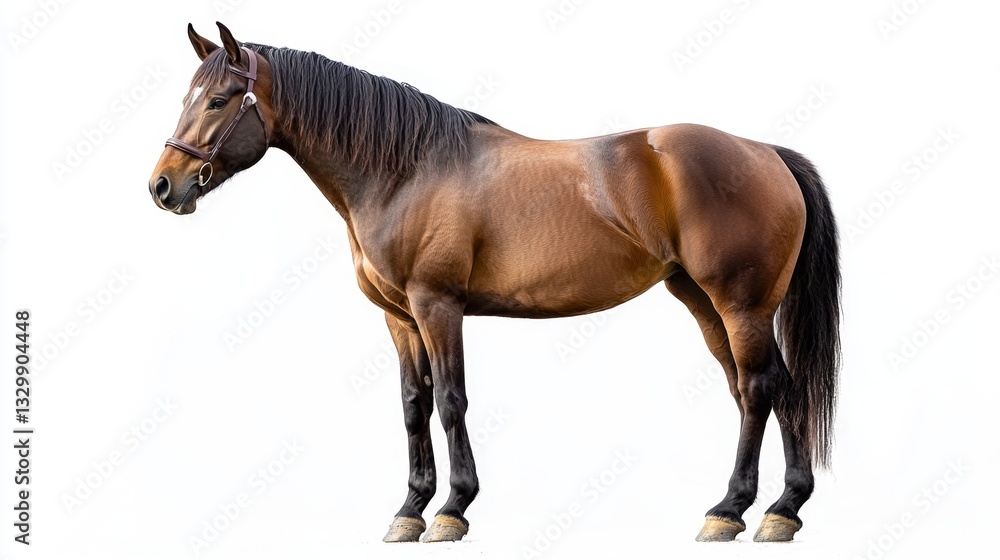Proud bay horse standing still isolated on gigapixel outdoor environment close-up view majestic equine beauty Proud bay horse standing still isolated on gigapixel outdoor environment close-up view majestic equine beauty