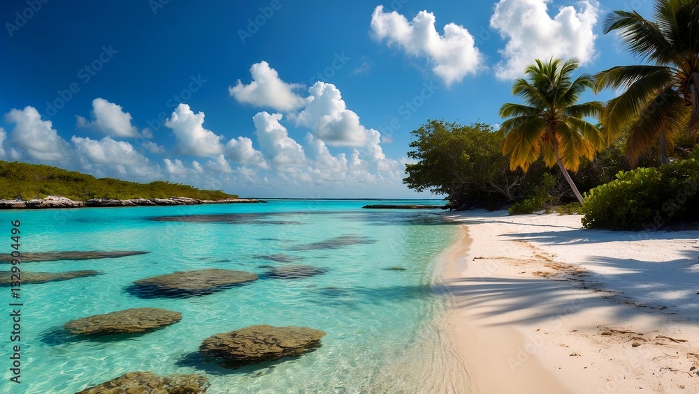 Obraz premium Clear shallow waters and sandy bar at treasure cay