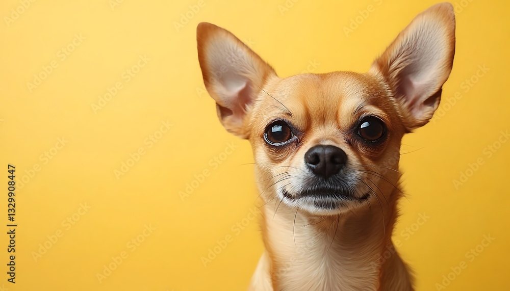 Cute small chihuahua dog on yellow background. Cute small chihuahua dog on yellow background.